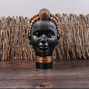 Olokun Head Black and Antique Gold Tinted Ornament