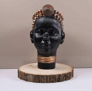 Olokun Head Black and Antique Gold Tinted Ornament