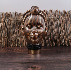 Olokun Head Antique Gold Ornament