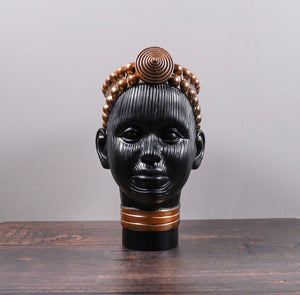 Olokun Head Black and Antique Gold Tinted Ornament