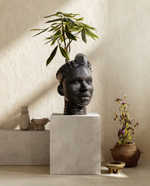 Olokun Head vase in black ceramic