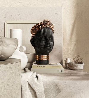 Olokun Head Black and Antique Gold Tinted Ornament