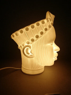 Olokun Head Porcelain Table Lamp - Pair (2)